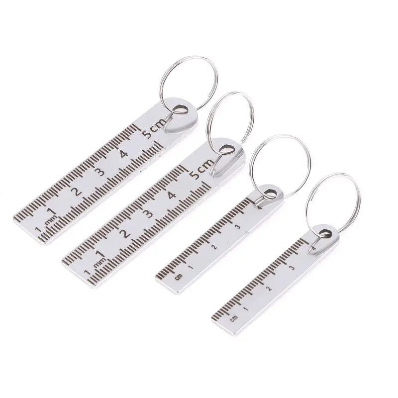 2PCS New Stainless Steel Mini Ruler With Keychain - Measuring Tool For Office And School Supplies (Anti-loss Measuring Ruler)