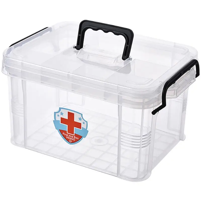 Large Transparent Medicine Box Household Medicine Storage Box Double