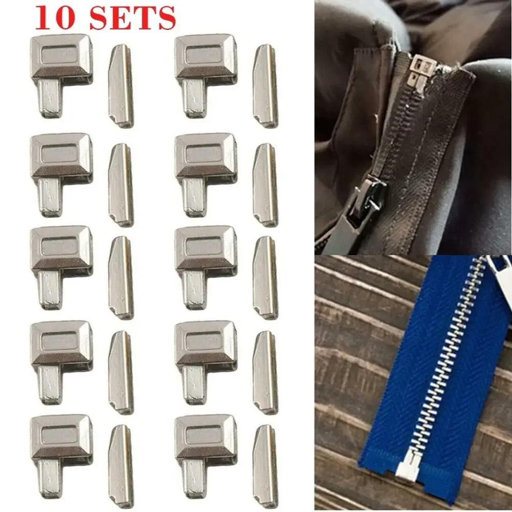 20 Sets 8# Metal Zipper Stopper Repair Open End Sewing Tailor Tool Zip Fix DIY Sewing Tools