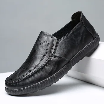 Men Shoes Casual Slip on Leather Loafers for Male Breathable Driving ...