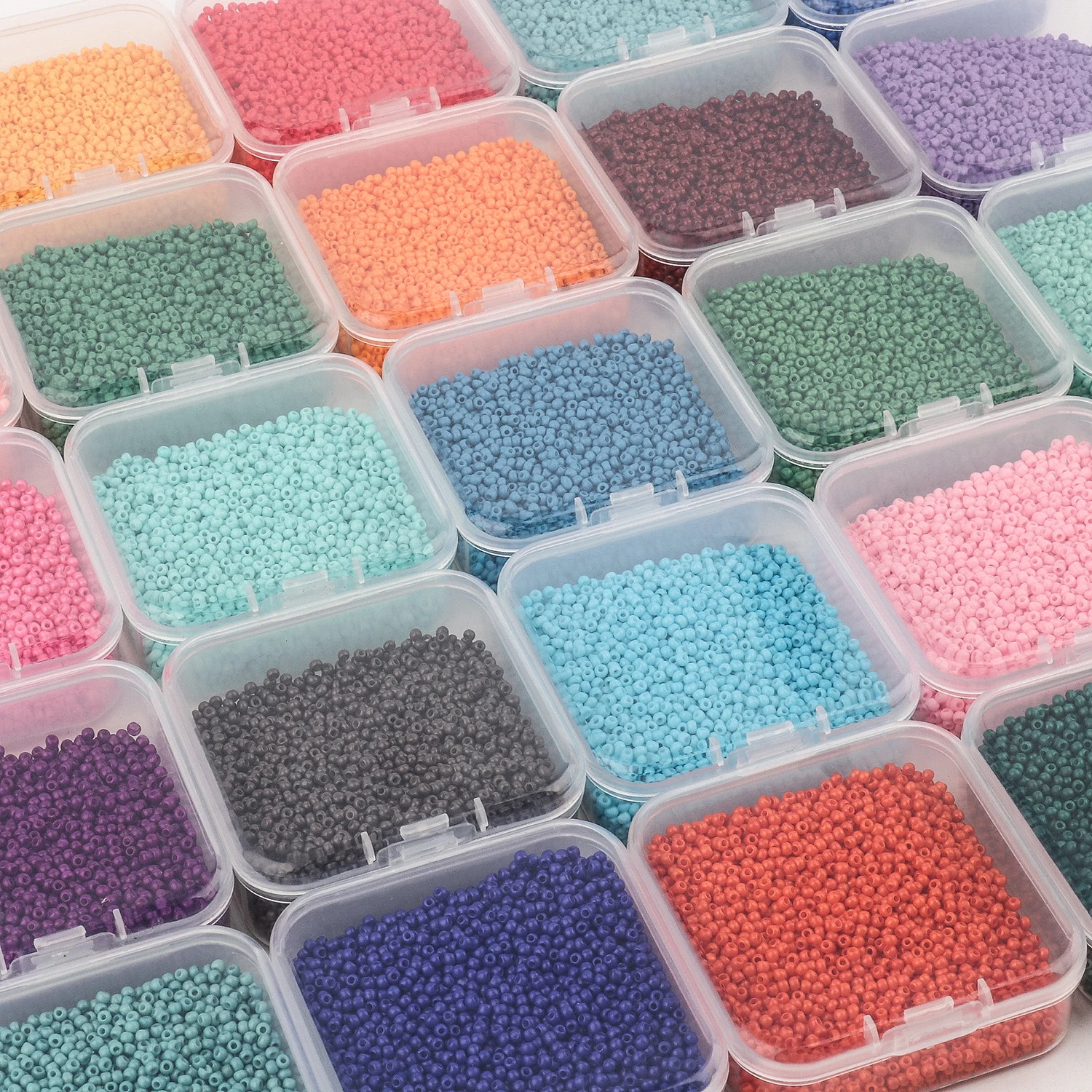 1 Box 2mm Glass Beads Mini Beads Colorful Charms Beads Loose Spacer Beads  For DIY Bracelet Necklace Jewelry Making Accessories