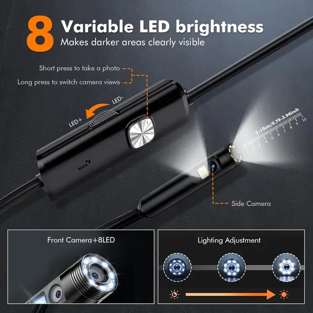 1080P Android Endoscope Camera 3 IN1 Micro USB Type C Borescope Mini Camera Waterproof LED Car Inspection Industrial Camera 3