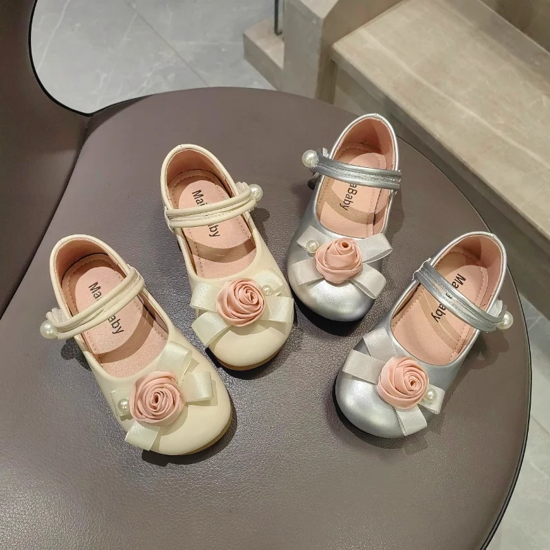 Girls Princess Shoes New Kids Fashion Flower Leather Shoes Children Elegant Temperament Dance for Party Wedding