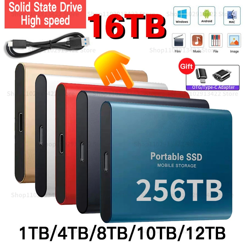 Original Portable 128TB 2TB SSD External Hard Drive Solid State Drive