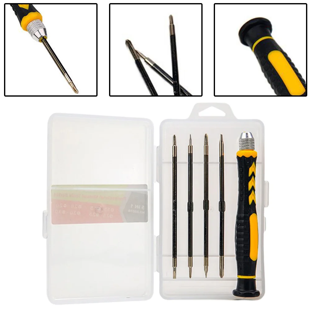 

5pcs In 1 Hardware Slotted Cross Screwdriver Set 130*76mm HRC52-54 PH1.5 PH2.0 PH2.5 PH3.0 SL1.5/2.0/2.5/3.0mm Hand Tools