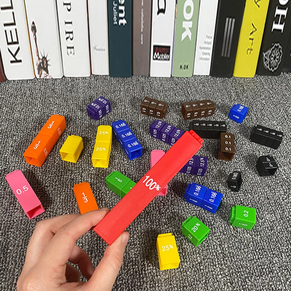 51pcs Intelligent Number Math Learning Cube Child Kid Mathematic Fraction Percentage Cube Math Teaching Stacks