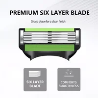 Lames de rasoir Green Color Upgrades à 6 couches, lames de rasoir en acier inoxydable allemand pour peaux sensibles, rasage précis et confortable 5