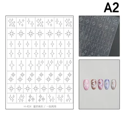 Holographic Nail Art Adhesive Stencil Set - Stars, Butterflies, and Hearts Design (A2)