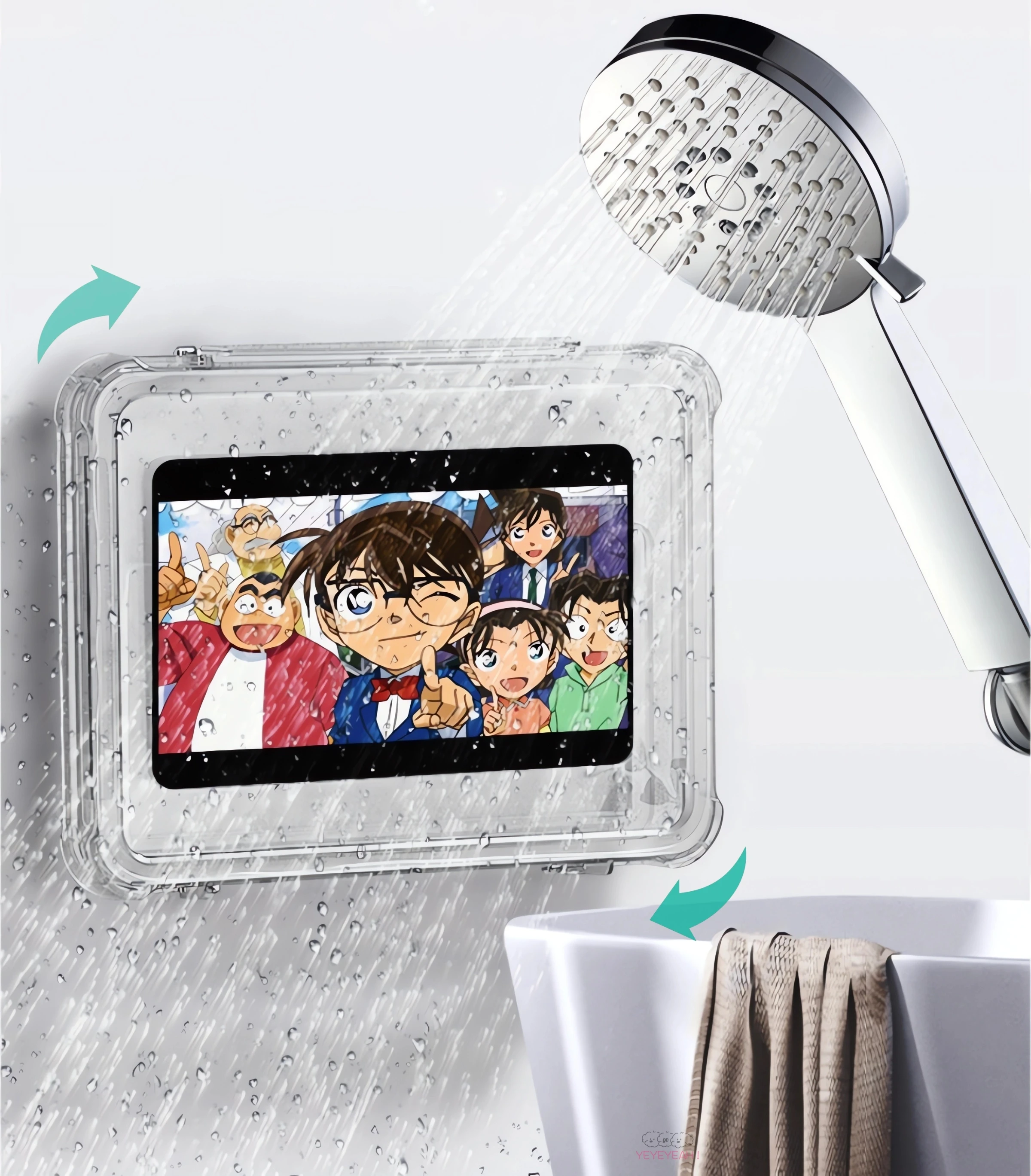 11 Inch Shower ipad Phone Holder Waterproof Case Box Wall Mount HD Anti-Fog Touch Screen Tablet Shelves Bathroom/Kitchen Bracket shower phone holder