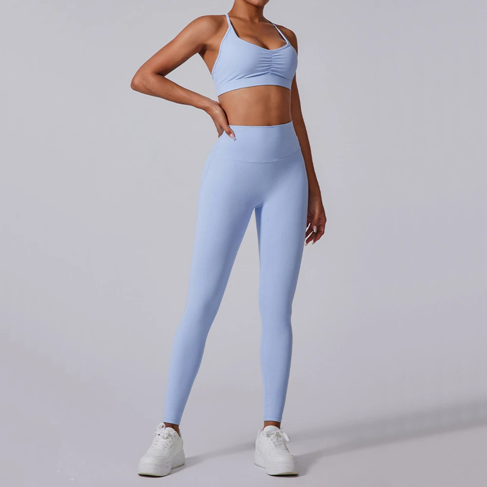 2PCS Hoody Sportswear Long Sleeve Crop Top Women Yoga Set Fitness Bra Workout Clothes Active Gym Legging Athletic Wear Suit XP14