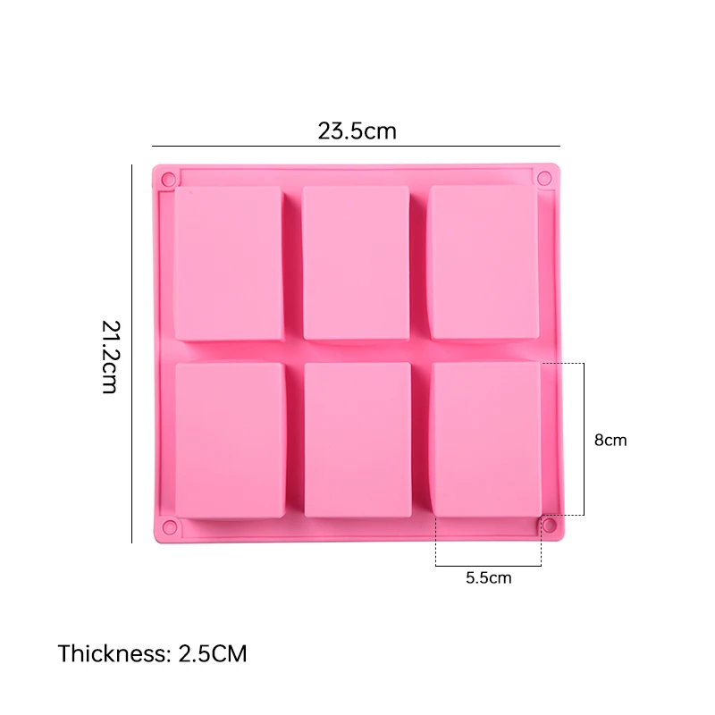 6 Grids Rectangle Silicone Soap Making Molds DIY Cake Bakeware Mold Soap  Silicone Cake Mold Handmade Cold Soap Molds Tools Gifts - AliExpress