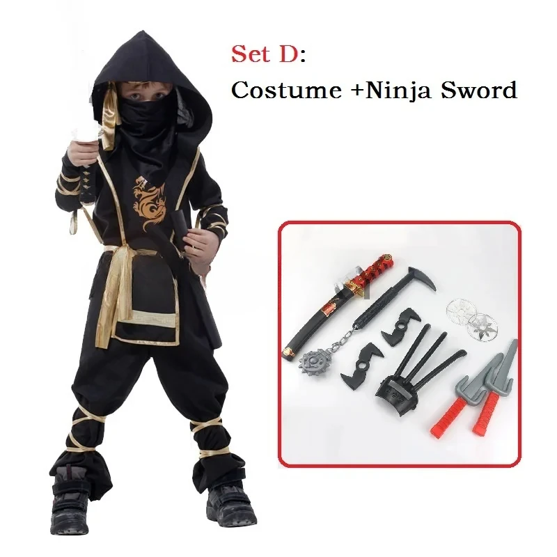 

halloween costume for kids christmas new year black boys ninja assassin warrior purim costumes for children cosplay boy Party