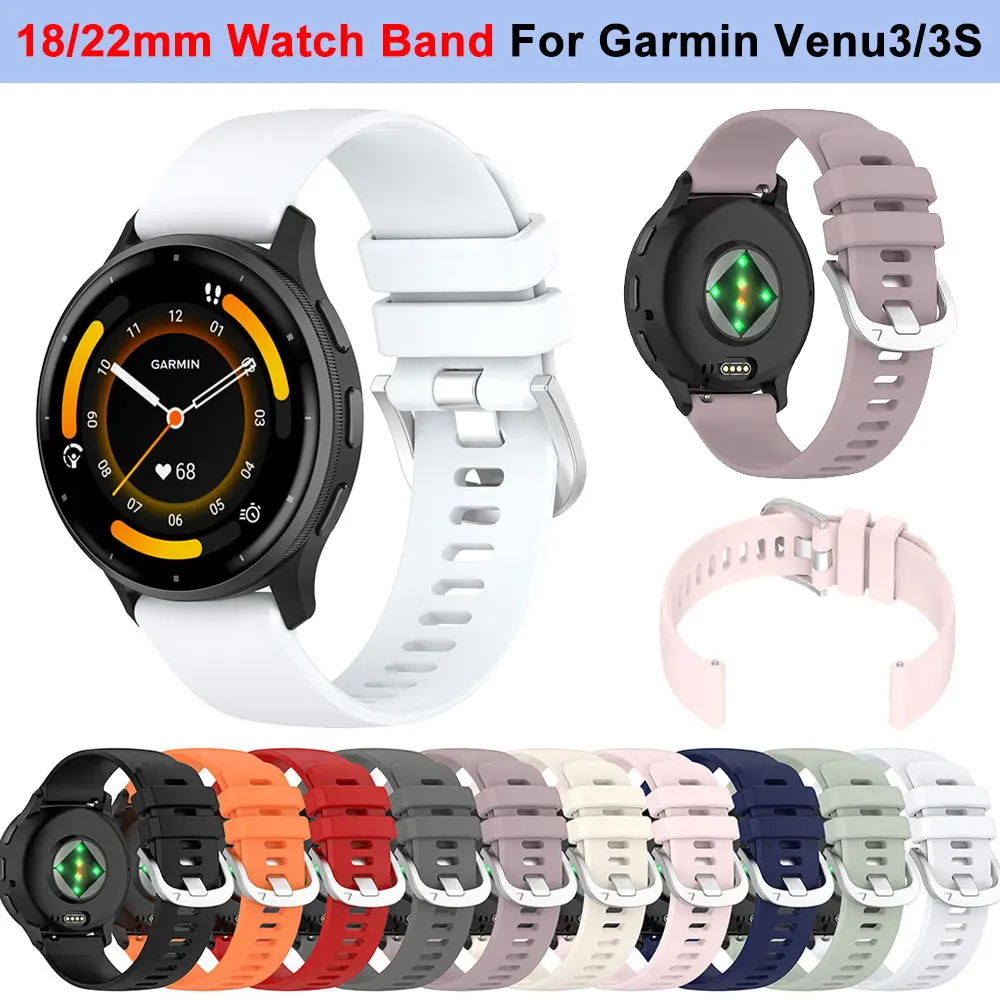 Garmin Venu 3 3S 오리지널 실리콘 시계 밴드 18mm 22mm 스마트 액세서리 교체용 손목 밴드 팔찌 코레아 스트랩