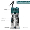 Electric Trimmer Wood Milling Trimming Engraving Slotting Machine Versatile Woodworking Router Power Tool with Milling Cutters 6