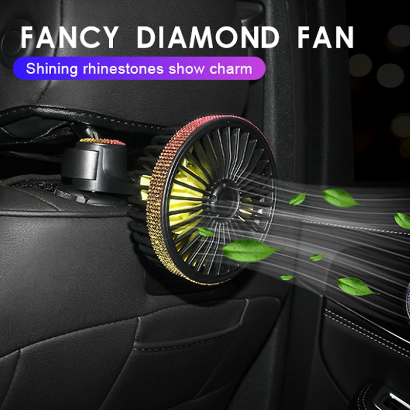 Crystal Diamond Car Fan Sedile Posteriore Ventilador Usb Deodorante Condizionatore D'Aria Climatiseur Ventilateur Voiture Ventilore Cooler