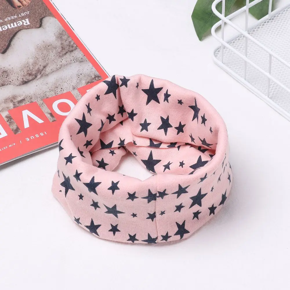 Boys Girls Windproof Long Scarf Children Cotton Scarf Collar Scarves Stars Printed Snood Neck Warmer