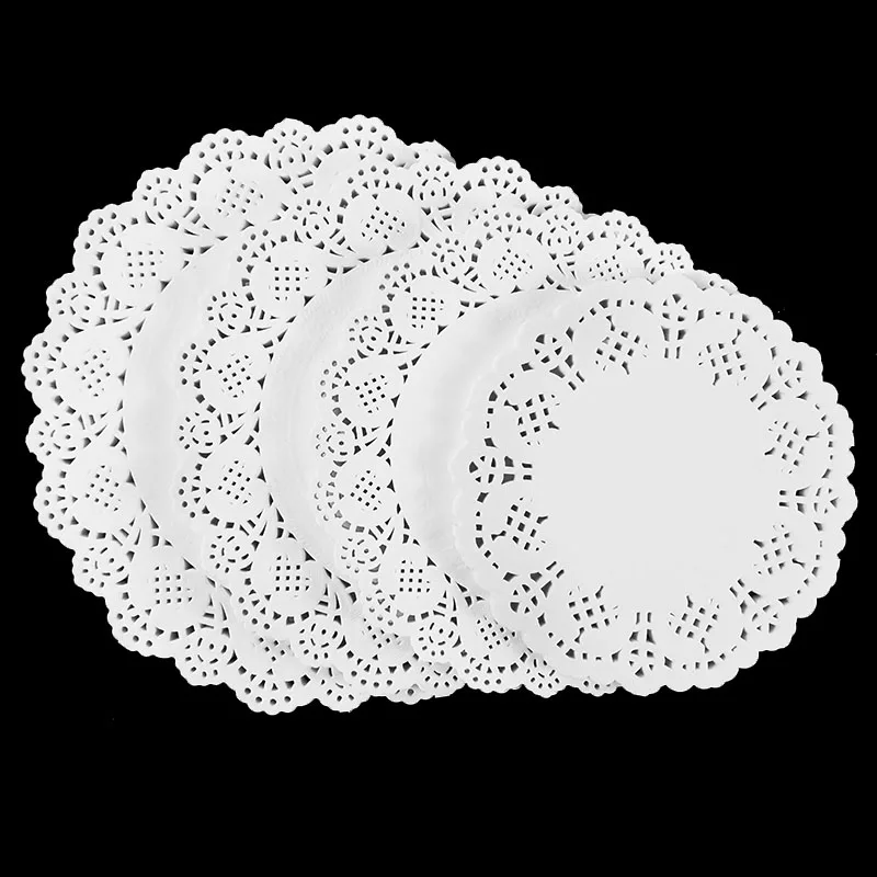 100Pcs Weiß Aushöhlen Tischset Runde Tasse Coaster Spitze Kuchen Wrapper Papier Für Hochzeit Party Tisch Dekoration Küche Liefert – Detail 5
