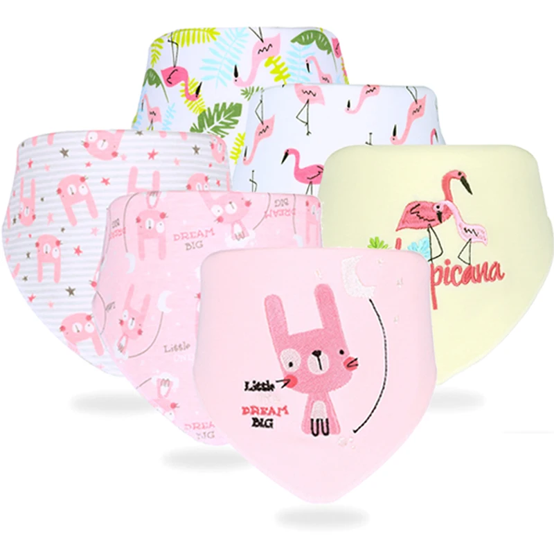 

Baby Girl Muslin Cotton Bibs 6Pcs/set Infant Boy Feeding Accessories Adjustable Newborn Triangle Saliva Towel Babies Cute Stuff