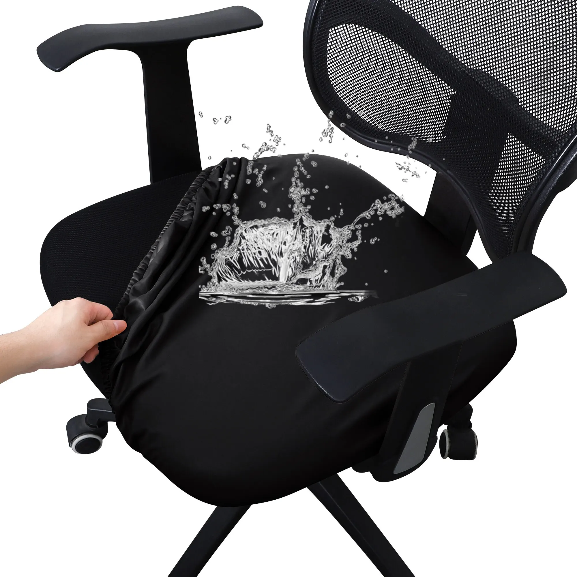 1PieceOfficeChairSeatCoverElasticPUWaterproofDiningChairSeat
