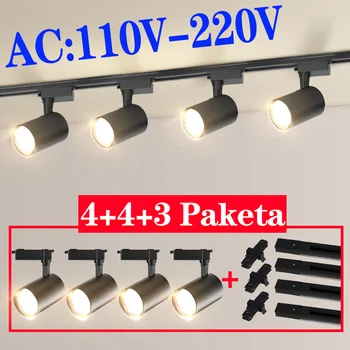 LED 트랙 조명 풀 세트, 고정장치 레일 110-220V, COB 천장 트랙 램프, 의류 매장, 거실용 스팟 조명, 20 W, 40W 상품 이미지