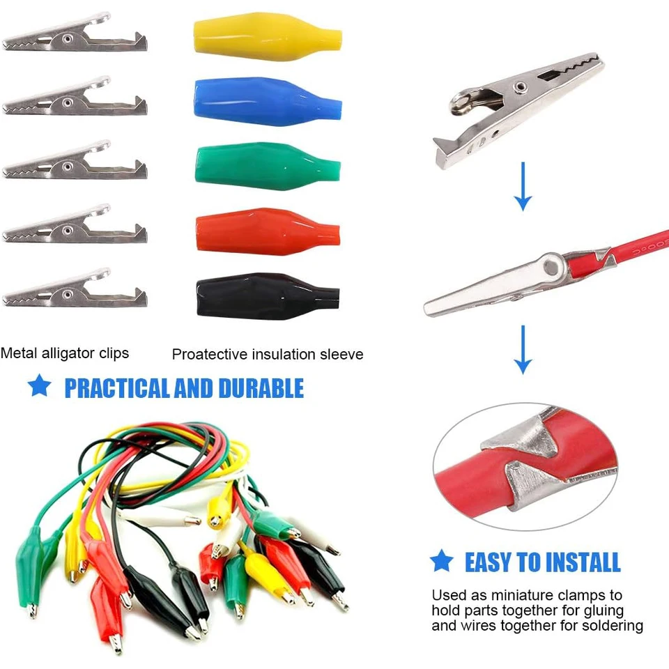 20 Stück Krokodilklemmen 28mm | Vernickelt Für Elektro-Tests & Labor