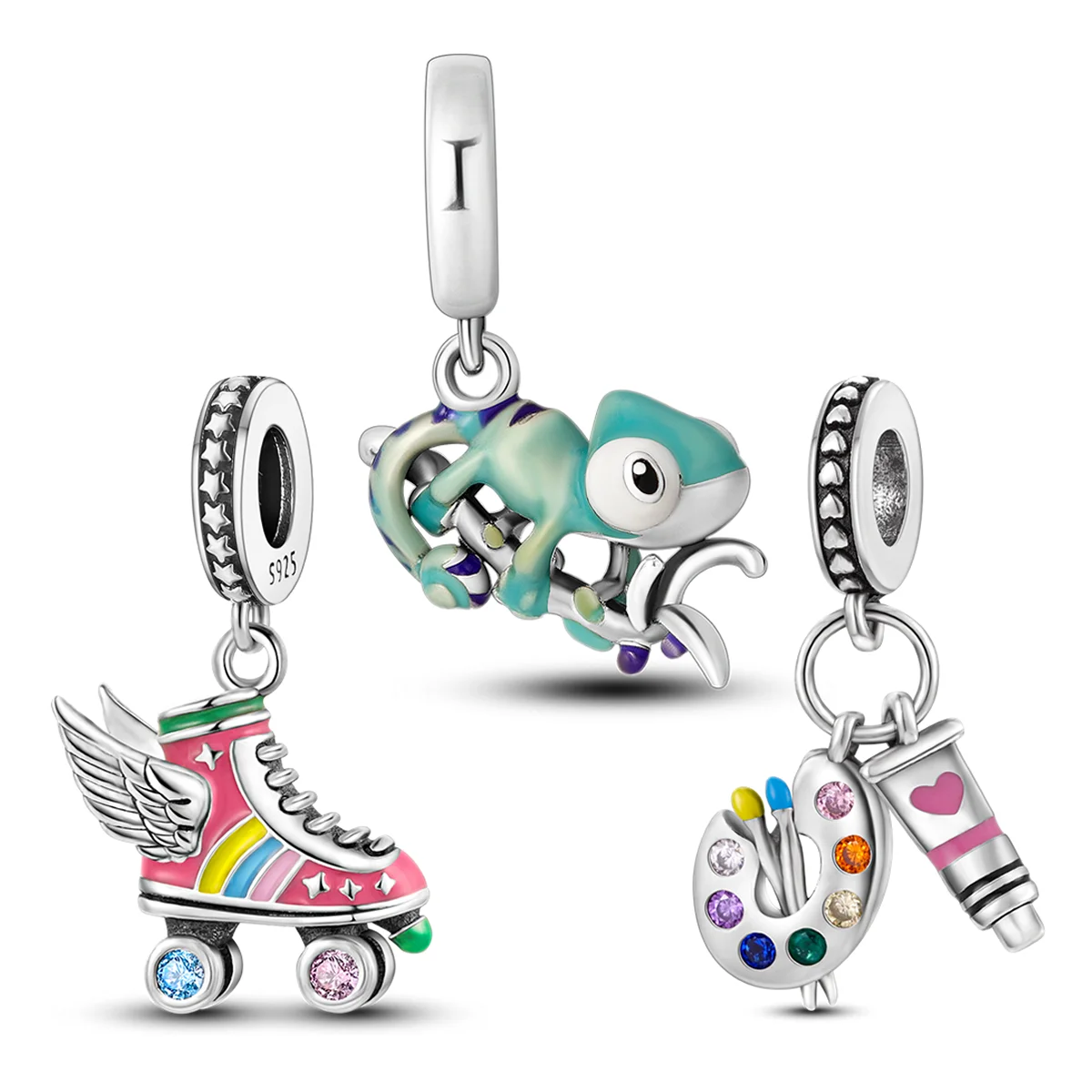 Abalorios de patines ala coloridos de 925, cuentas que cambian de Color, camaleón colgante, compatible con pulsera Pandora Original, | - AliExpress