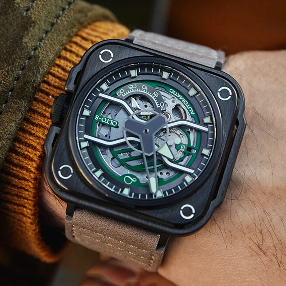 

Top Luxury Brand Automatic Watch Men OLTO8 Limited Edition Mechanical Wristwatches 44mm Square Luminous Watches 2023 New Fashion