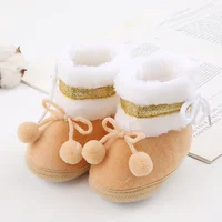 Baby Autumn Winter Boots Baby Girl Boys Winter Warm Shoes Solid Fashion Toddler Fuzzy Balls First Walkers Kid Shoes 0-18M 3