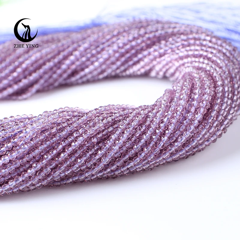

Zhe Ying 10 Strands Light Amethyst Purple Glass Beads Hydro Round Faceted Crystal Loose Beads for DIY Jewelry Making