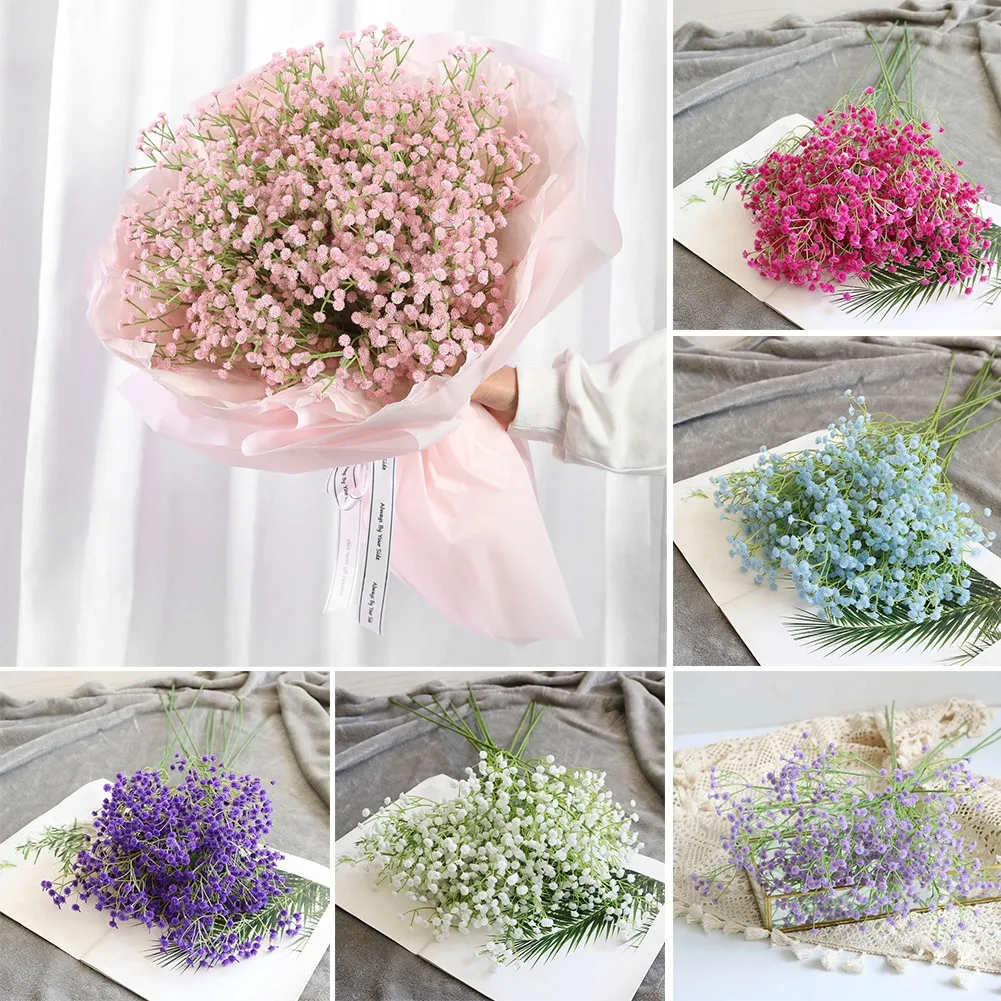 

1pc Artificial Fake Silk Simulated Gypsophila Decor Flower Plant For Wedding Bouquet Home Vase Desk Decorations Non Fading 64cm