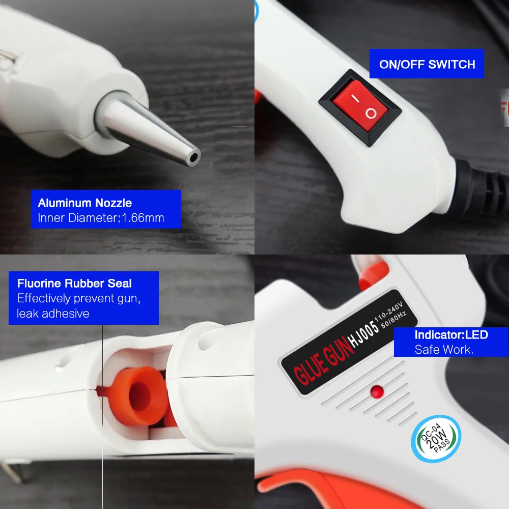 Hot Melt Glue Gun hot glue gun 6 IN 1 Glue Gun Set Electric Heat Hot Melt Crafts Repair Tool Professional DIY 110-240V 20W with Sticks Gift