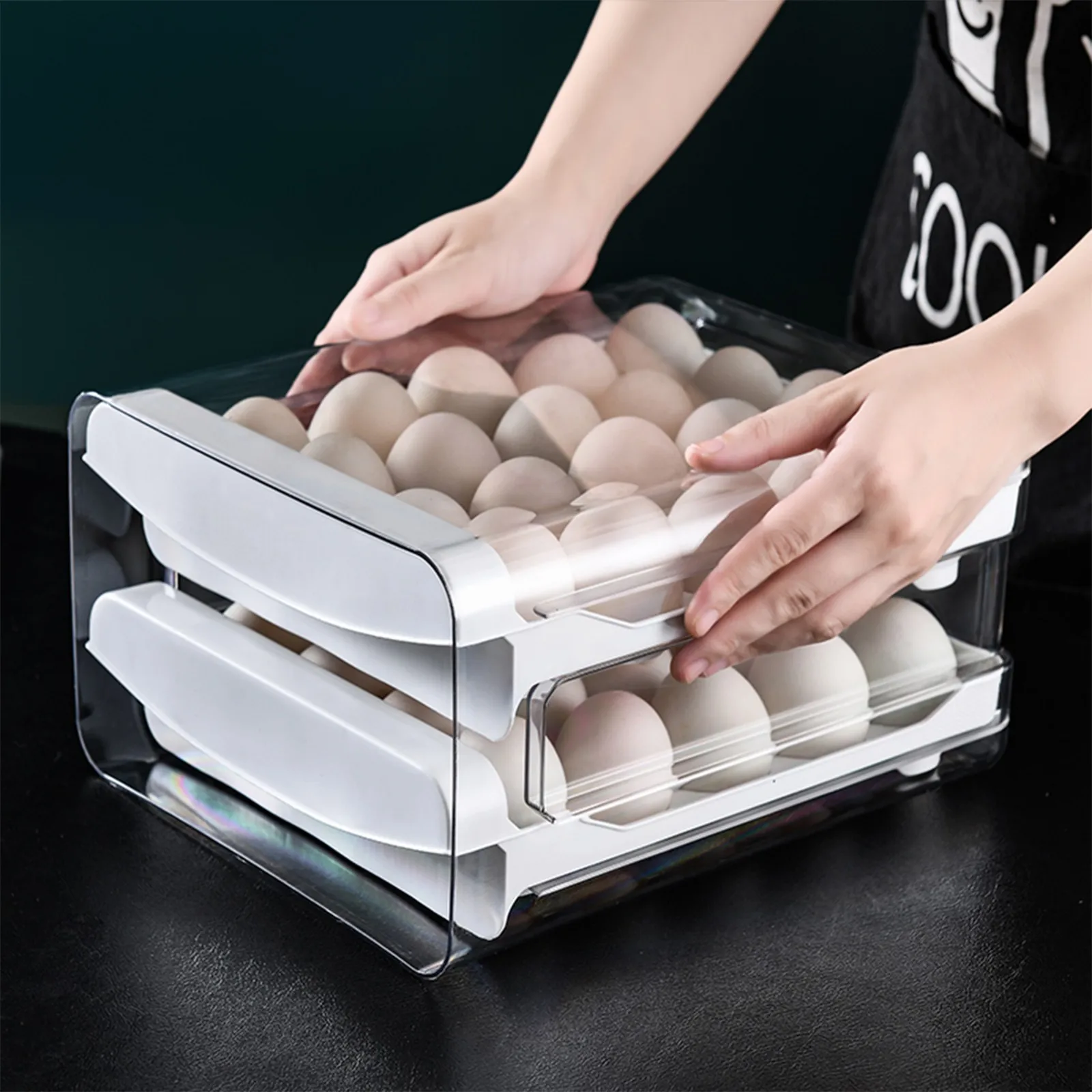 Box Eggs For Drawer Household Double Eggs 40 Storage Design Refrigerator Dressing Containers Kitchen Favorites Kitchen Pantry