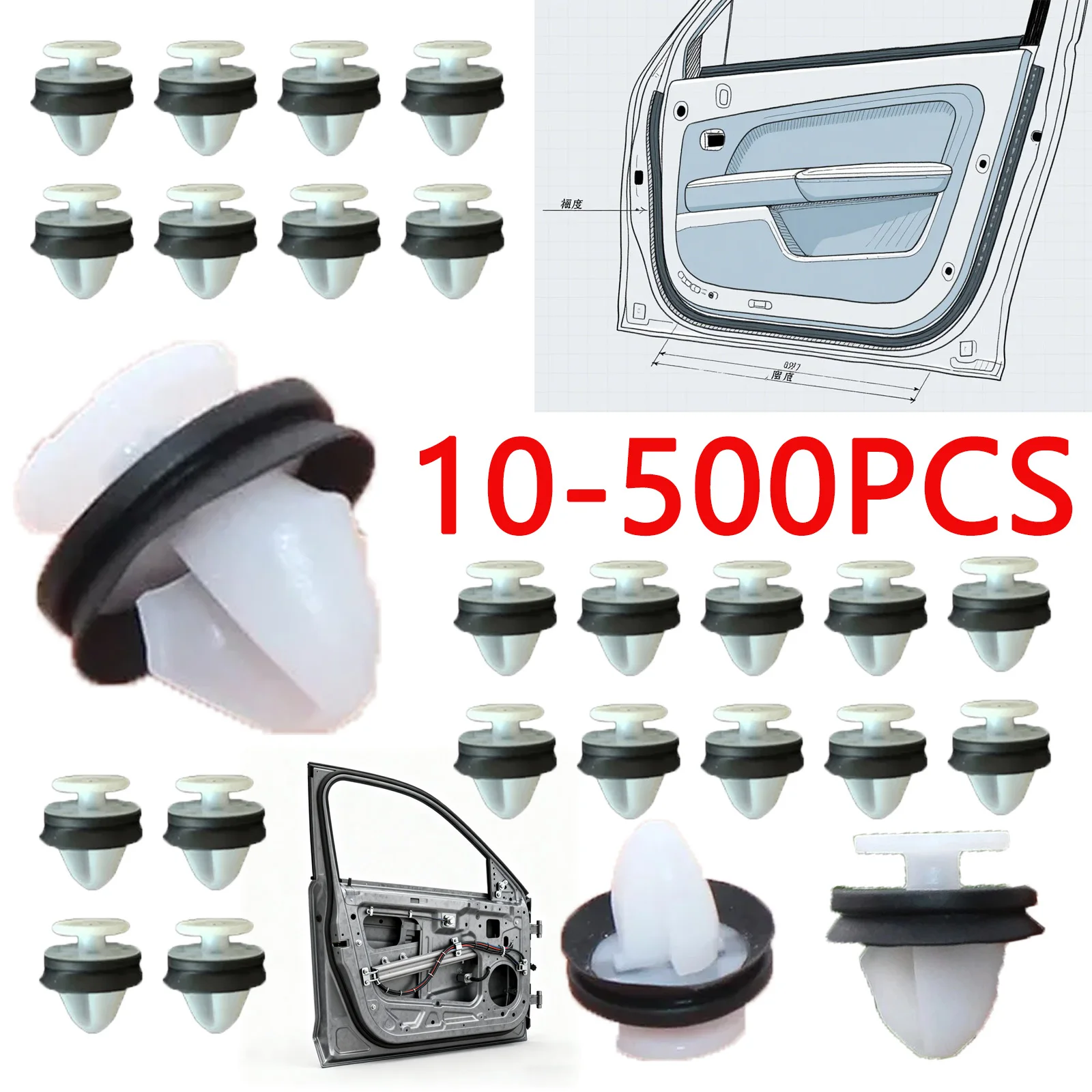 10-500X Car Interior Trim Door Panel Card Fastener Clips Panel Clip For Peugeot Retainer Rivet