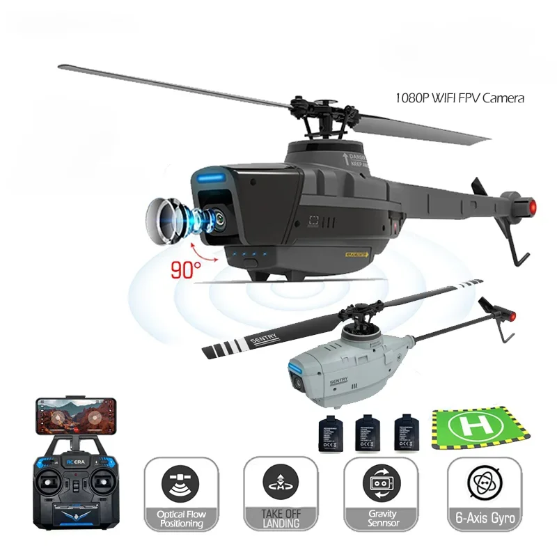 

C127 C128 2.4G 4CH 6-Axis Gyro 1080P Camera Optical Flow Localization Altitude Hold Flybarless RC Helicopter RTF Toys For boys