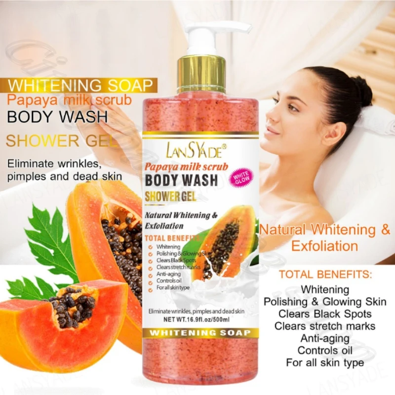 Fruit Scrub Shower Gel Foam Rich Refreshing Moisturizing Gentle Cleansing Improve Dull and Long-lasting Fruit Fragrance 500ml