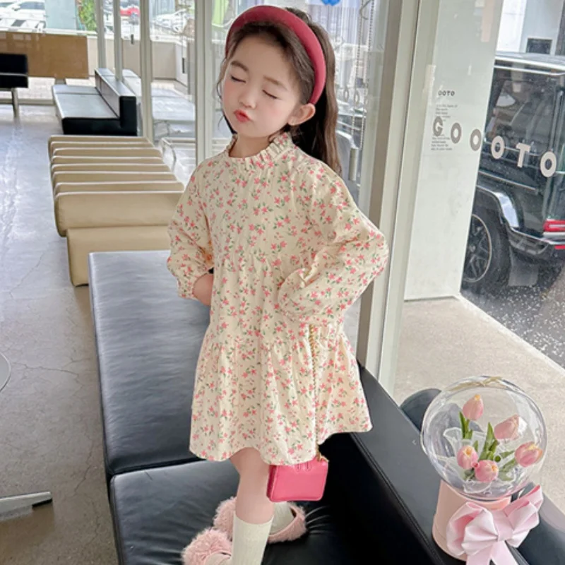 

Girls Coat +Dress Kids Suits 2PCS/Set Cotton 2024 Floral Spring Autumn Cotton Jogging Suit Teenagers Children Clothing