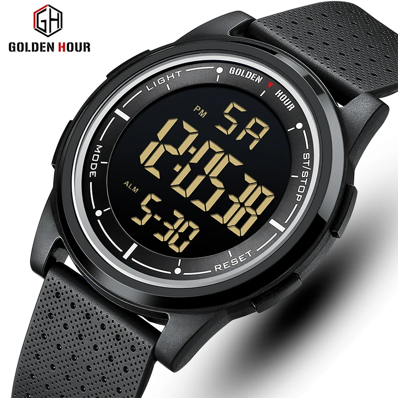 Mens Watch Military Water resistant GOLDENHOUR Sport Watch Army led Digital wrist Stopwatches for male relogio masculino Watches 2
