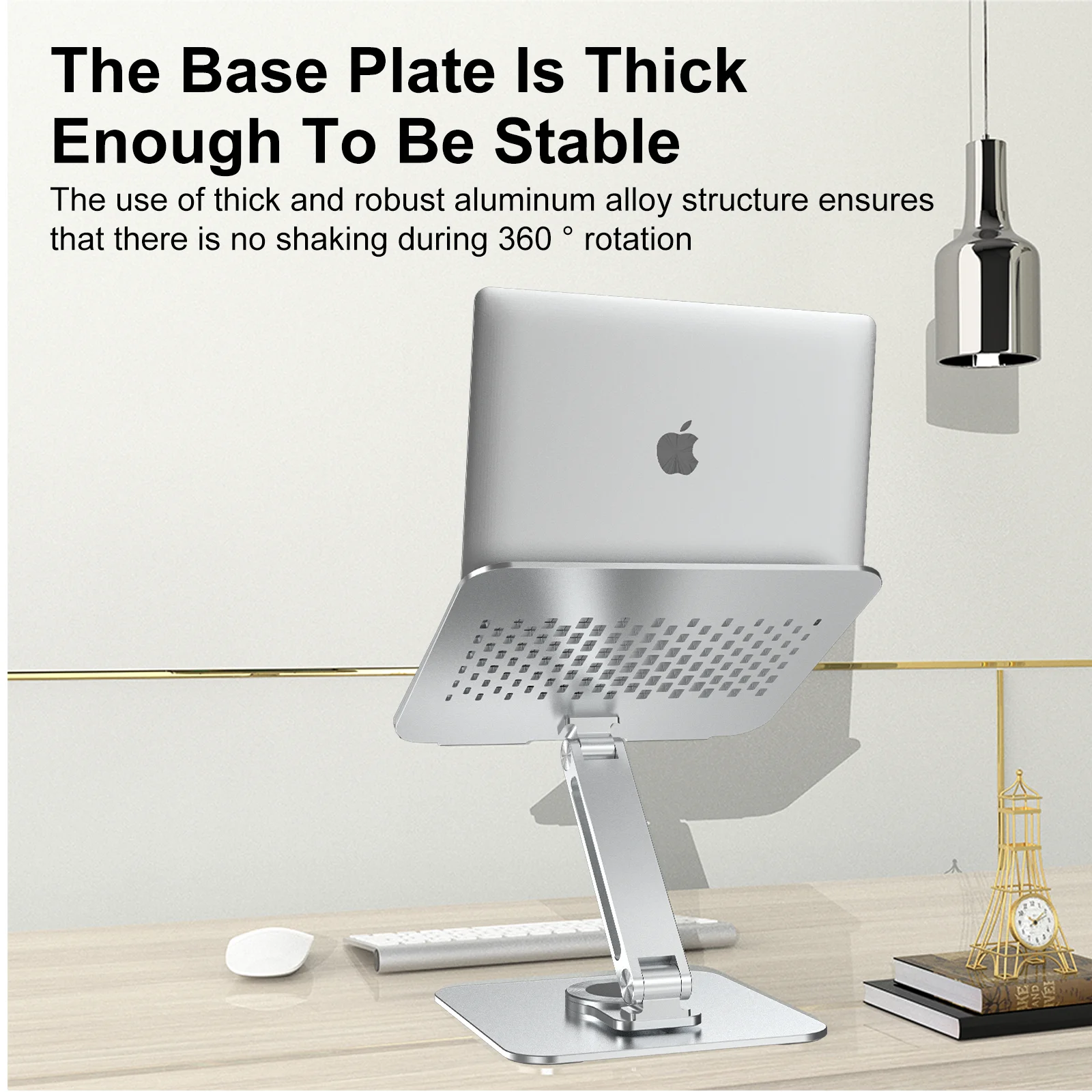 Premium Aluminum Laptop Stand 360&deg; Adjustable Rotation Anti-Slip Silicone Base for Ergonomic Workspace Stability laptop stand