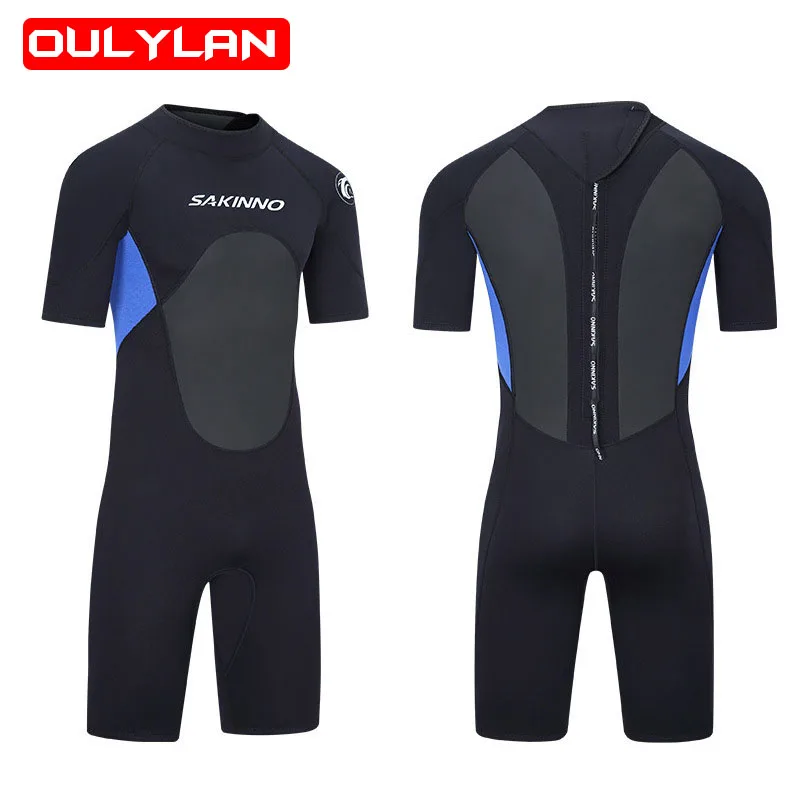 Oulylan3MMNeopreneWetsuitMenShortSleeveFrontZipScubaBathing