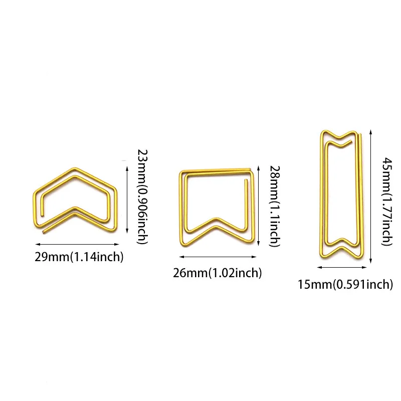 창의적인 금속 종이 클립, 골든 기하학적 모양의 종이 클립, 화살표 모양, 플래너 노트북 장식