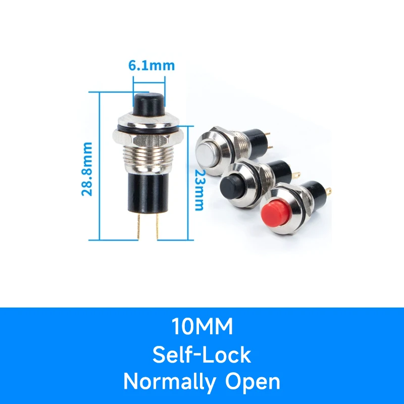Circular Metal Button Switch 5mm 7mm 10mm PBS-110 PB05A small self resetting self-locking point action power switch