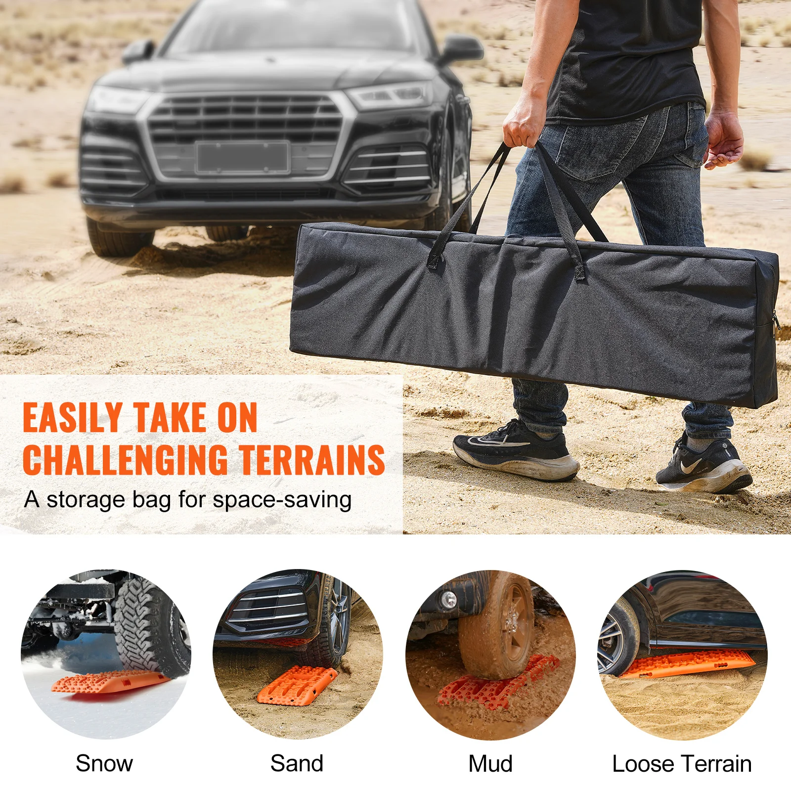 10 TON Traction Boards PP Material Recovery Boards For Off-road Vehicle Car Pickup SUV RV Pair Tire Traction Mats