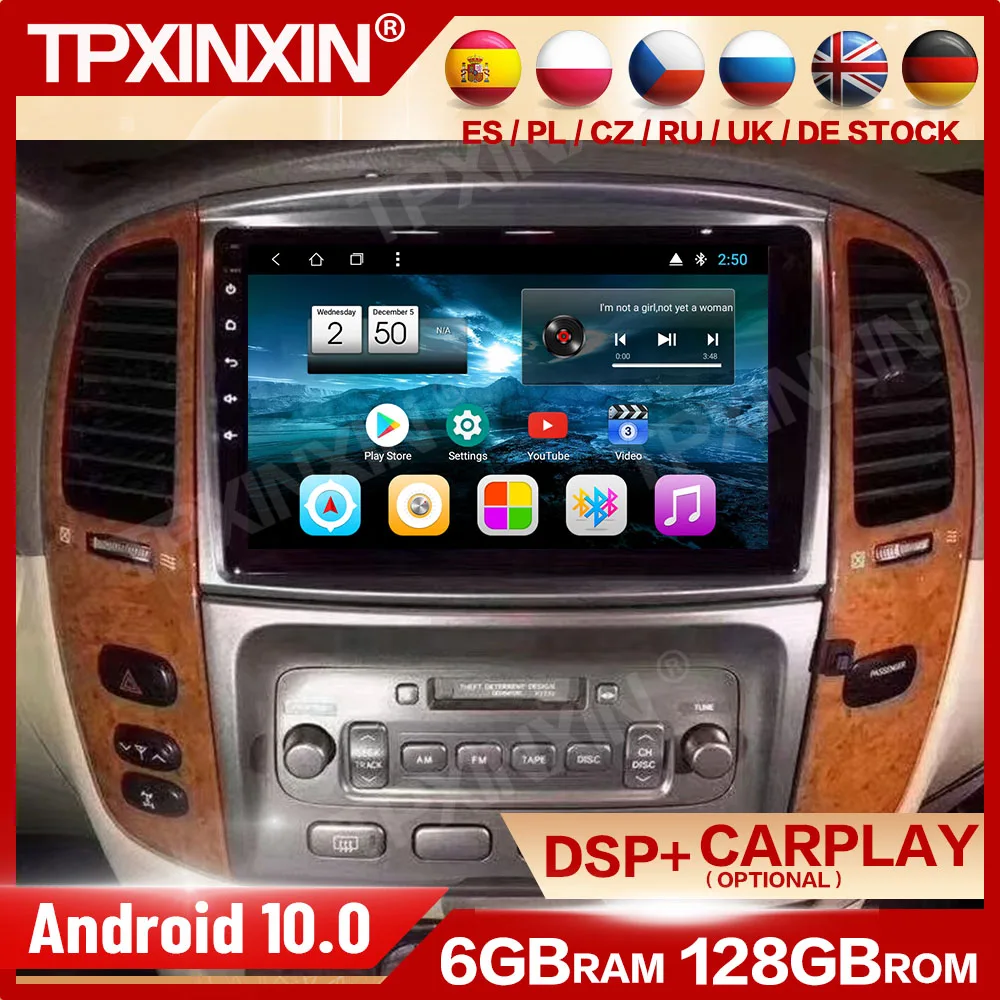 

For Toyota Land Cruiser LC100 2003-2007 Tesla Big Screen Android 9 Autoradio Car Radio Multimedia Player GPS Navigation DVD Auto