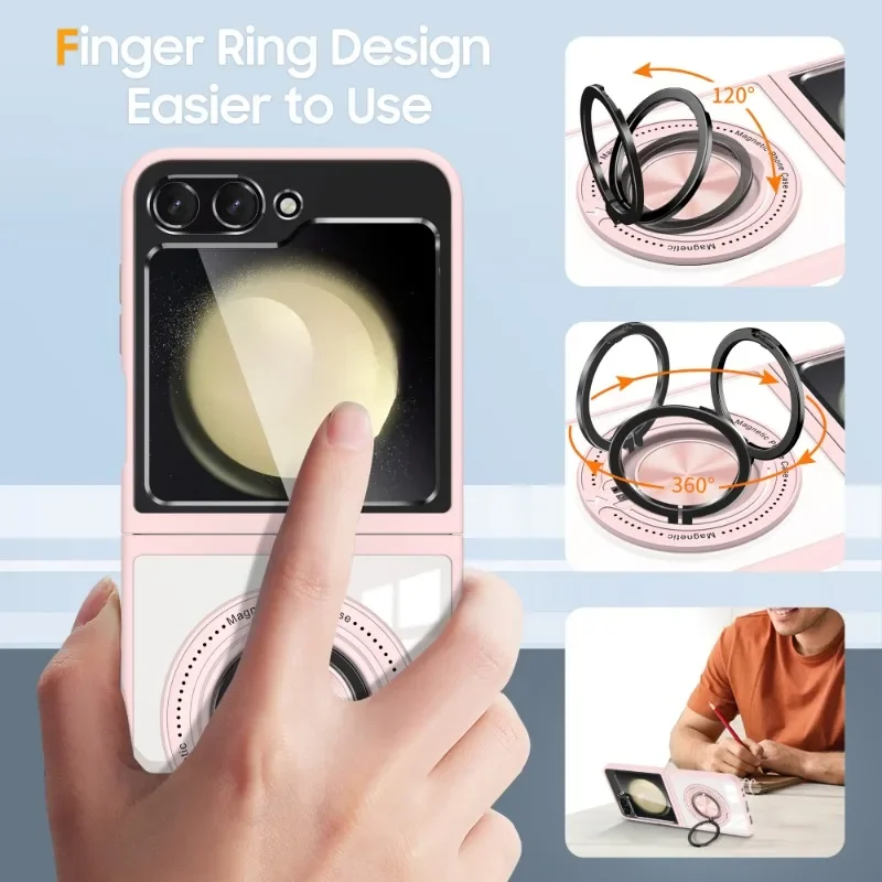 360° Magnetic Rotating Ring Holder Transparent Phone Case with Fall Protection