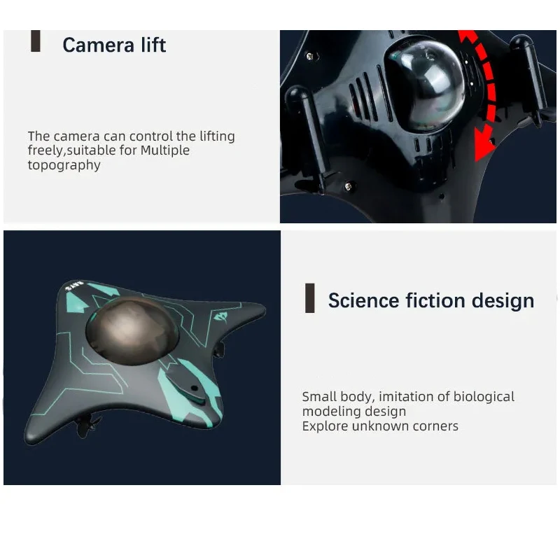 카메라 장착 RC 보트 잠수함, 수중 리모컨, 와이파이, FPV 리모컨 보트, 라디오 제어 장난감, 어린이 선물, 6Ch