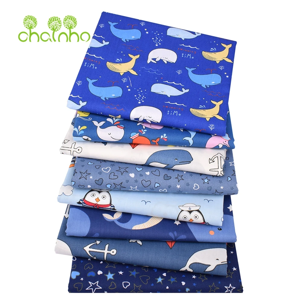 Chianho,Printed Twill Weave Cotton Fabric,DIY Sewing Quilting Material,Patchwork Cloth,8 Designs Cartoon Series,2 Sizes,15C307