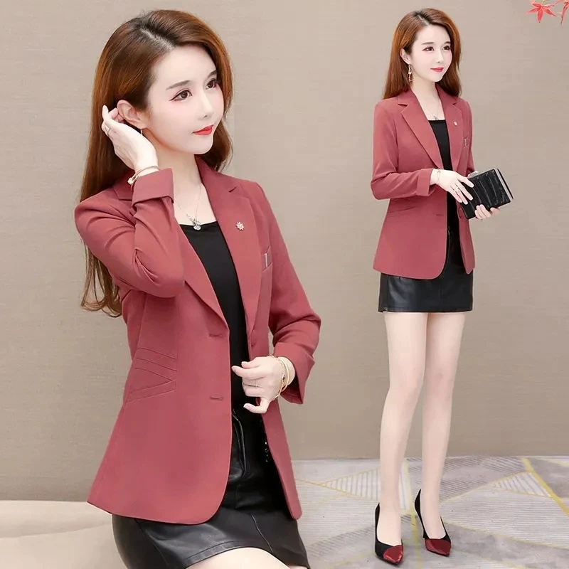 Fashion Aoat Female 2024 New Korean Version Of Online Celebrity Casual Joker Temperament Slim Western-style Dress Female.