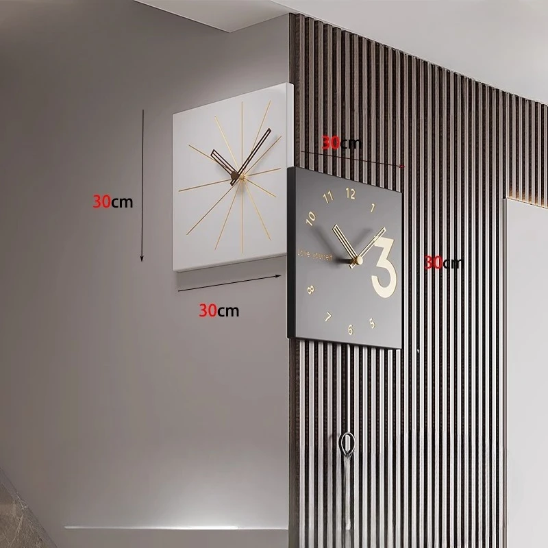 2025 New Arrival Modern Stylish Wall-Mounted Corner Double-Faced Silent Wall Decor Clock Home Living Room Dining Area Timepiece
