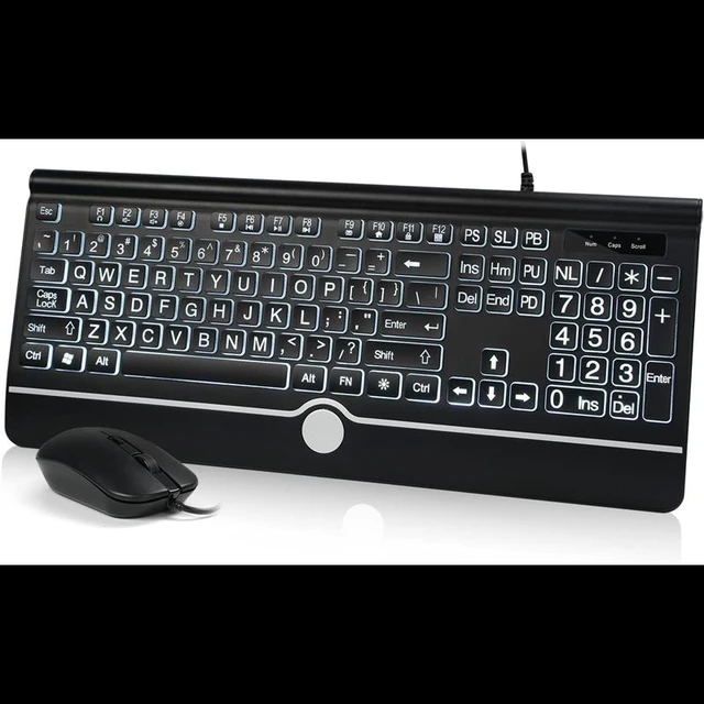 KopJippom Grand clavier rétroéclairé USB silencieux avec LED blanche  compatible avec Windows, Mac OS, ordinateur de bureau, ordinateur portable,  PC, jeu, noir : : Informatique