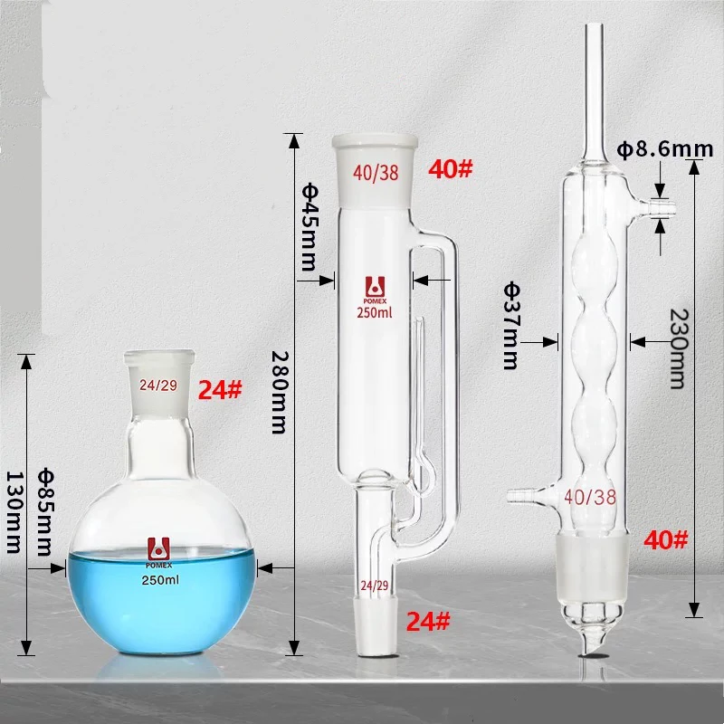 250ml Soxhlet extractor complete set of spherical fat extractor experimental